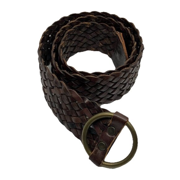 Y2K Eddie Bauer Braided Leather Belt Womens S/M Make in UK Boho Hippie Witchy - Picture 1 of 6